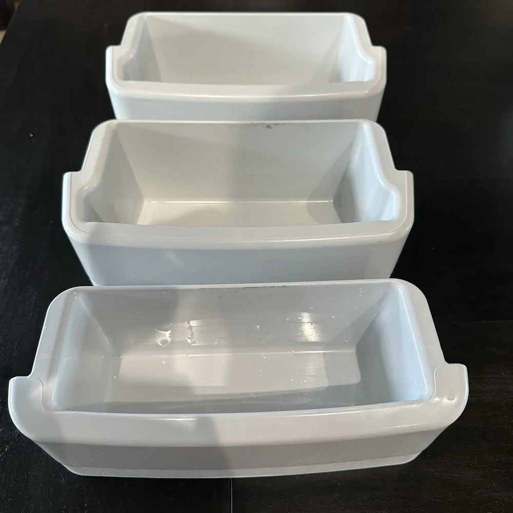 (3) GE Profile Refrigerator Door Shelf Bin White# 200D4635 Freezer Shelves